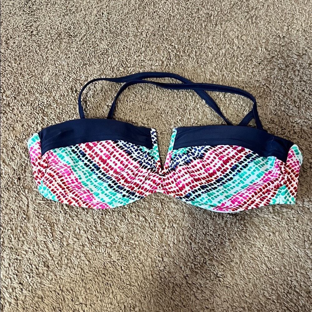 Athleta Navy and Multicolor Bikini Top